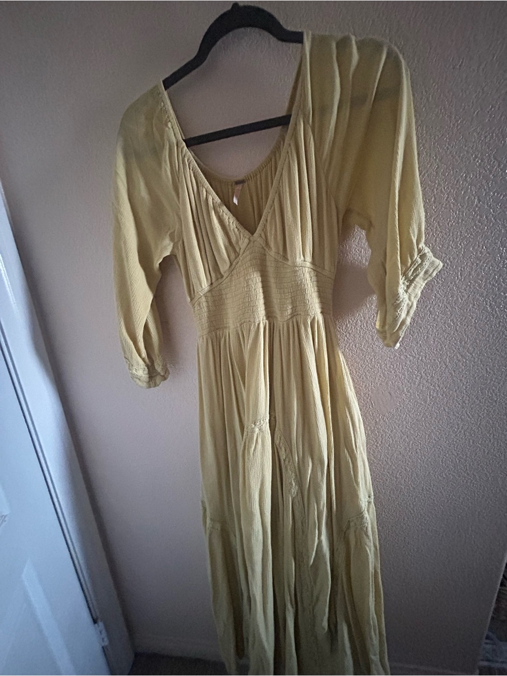 Free People Soft Lemon Maxi Dress with Smocked Waist